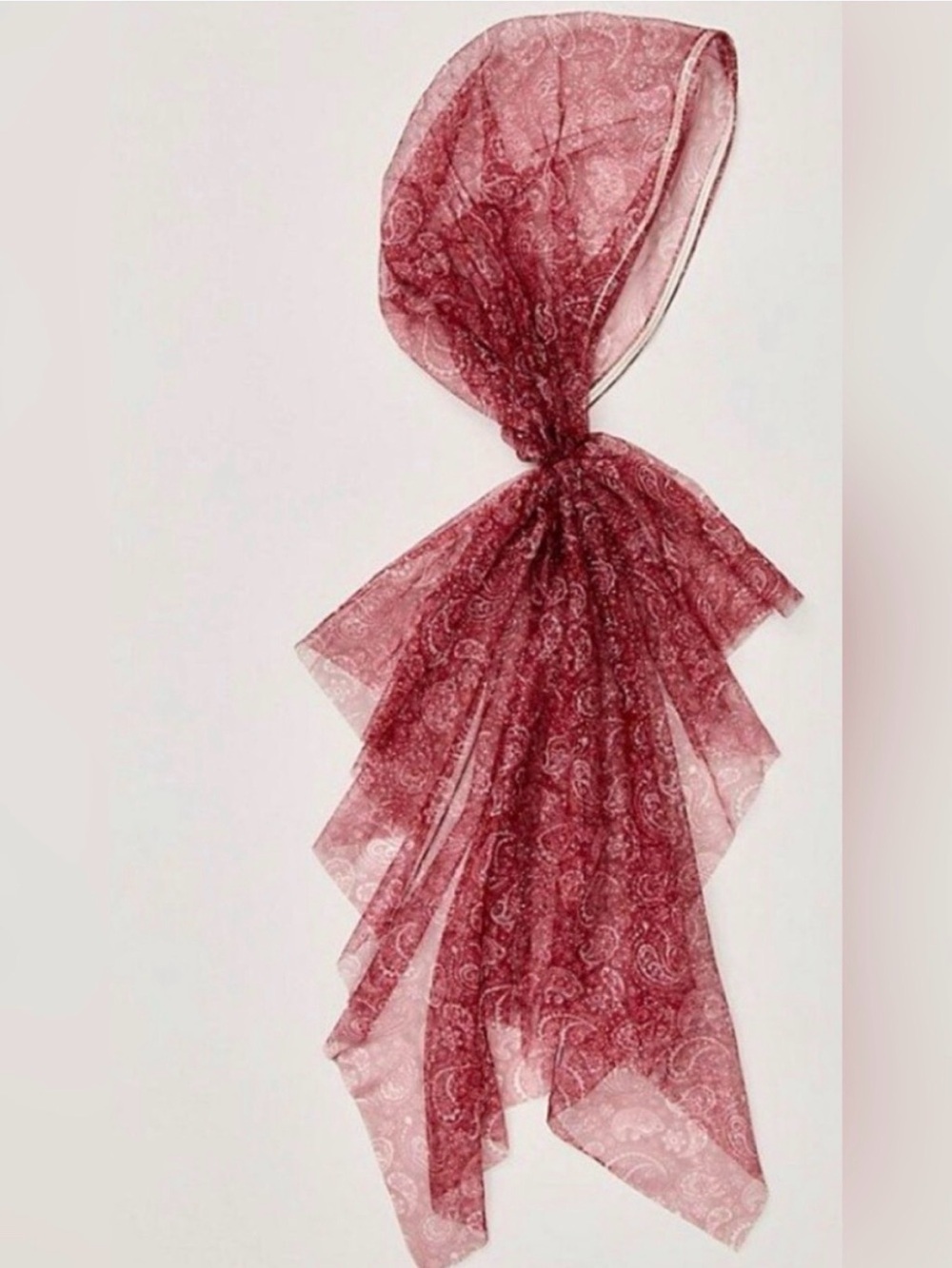 Free People Amelia Burgundy Sheer Paisley Wrap head Scarf